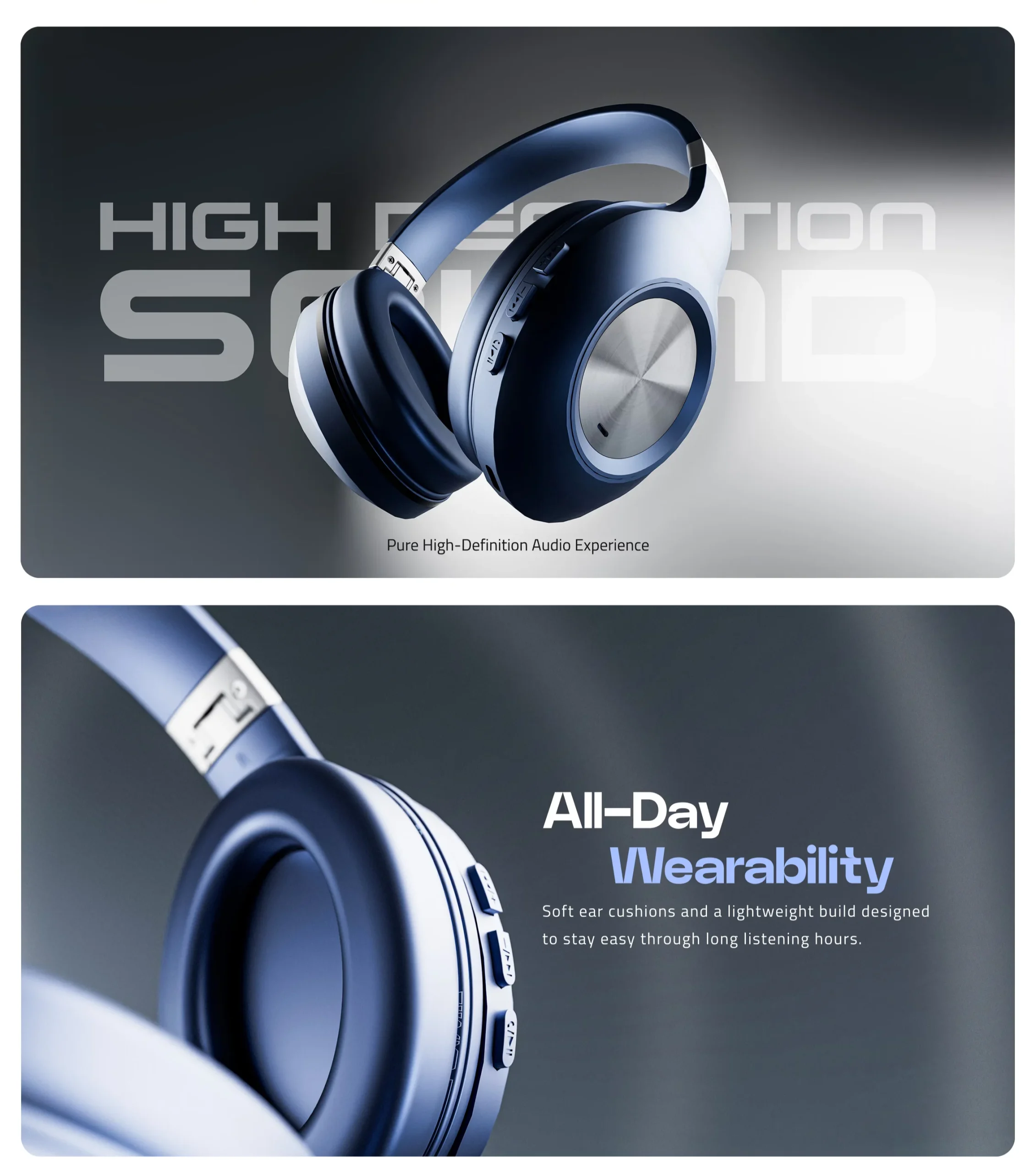 Ronin Bang R-1500 wireless headphones in black and blue available on FlexyBay