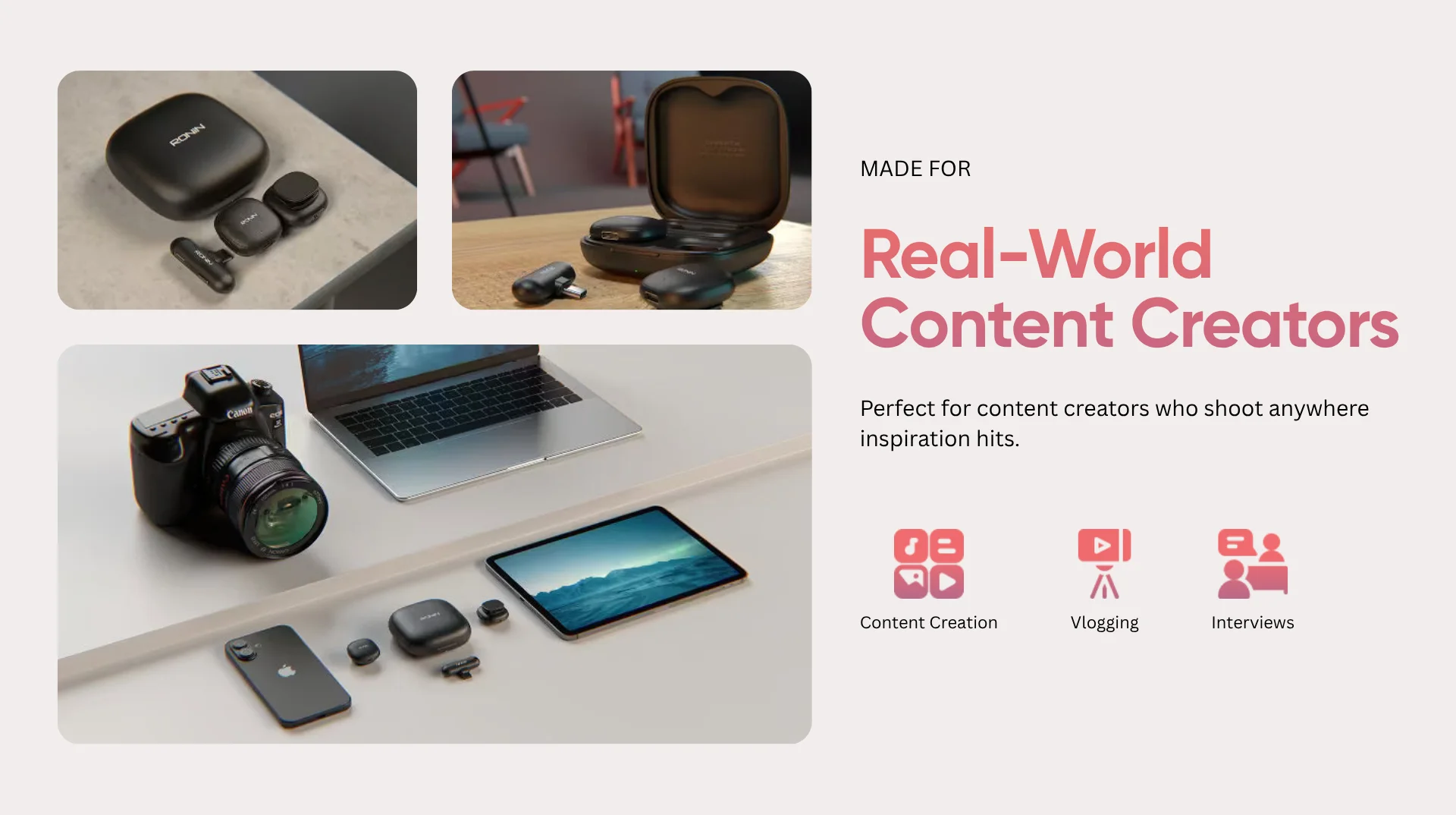 Ronin Clarity R-8005 wireless vlogging mic with Type-C and Lightning options available on FlexyBay