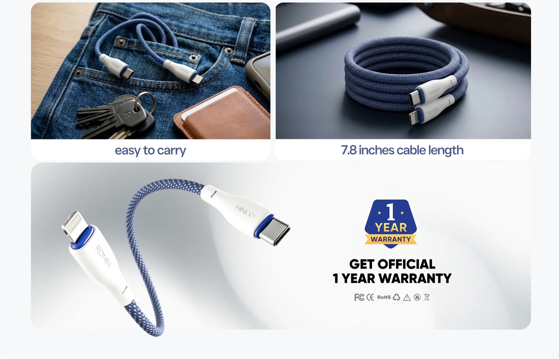 Ronin Flexin Mini R-2065 Type-C to iPhone cable available on FlexyBay