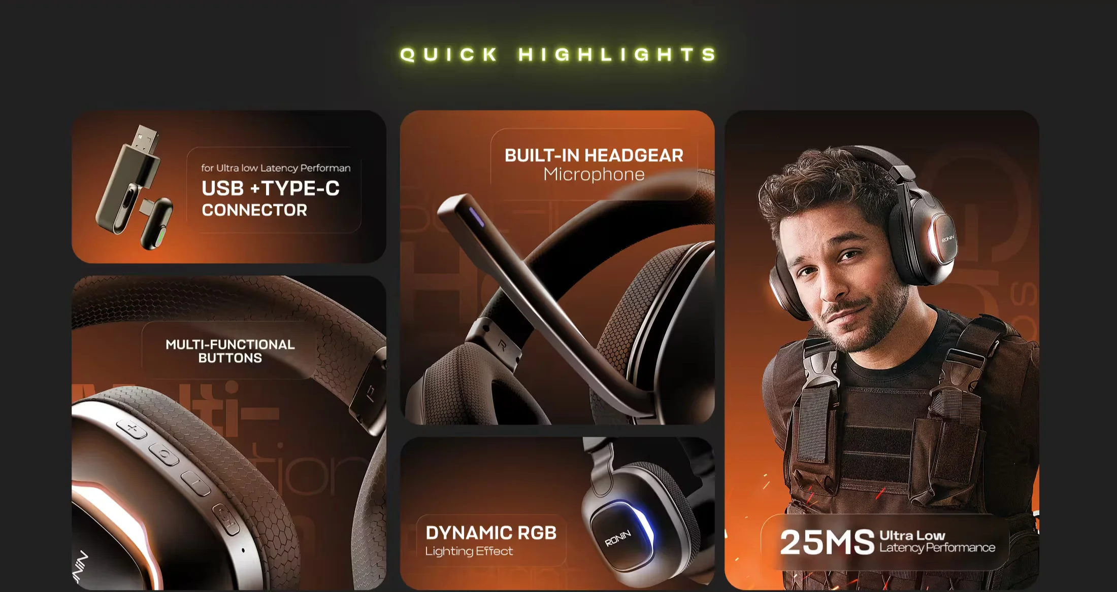 Ronin Hurricane R-1515 wireless headphones available on FlexyBay