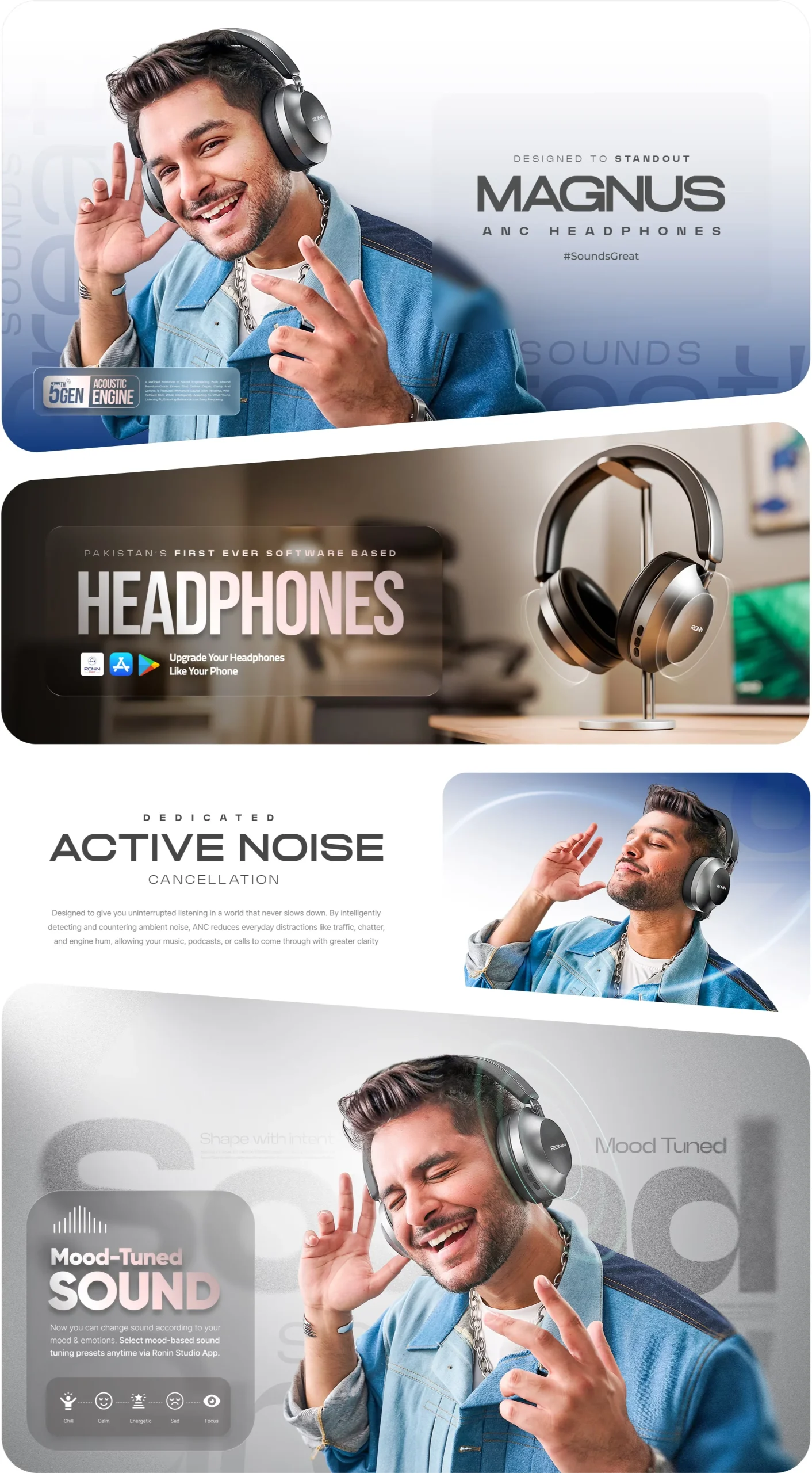 Ronin Magnus R-1520 wireless headphones available on FlexyBay