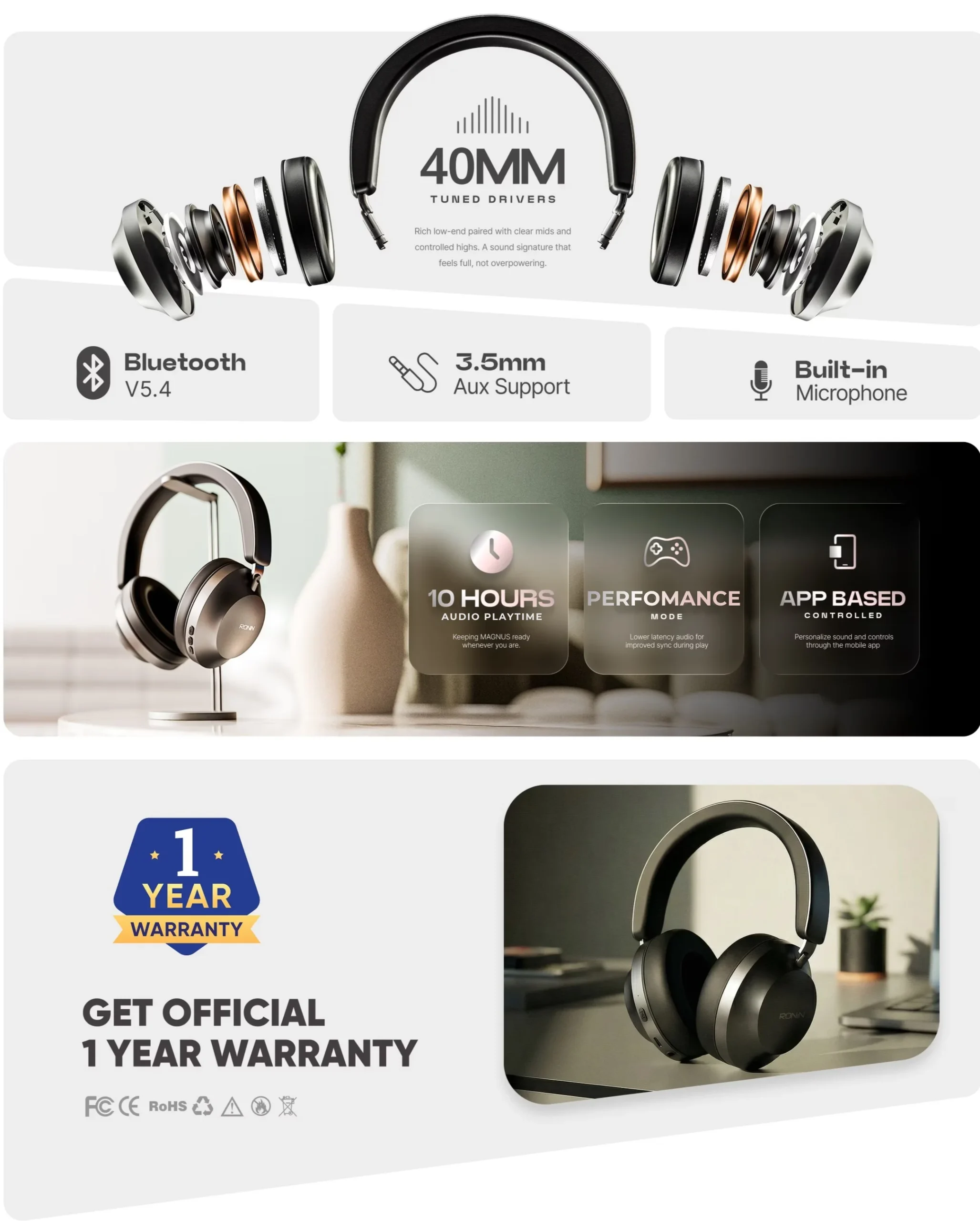 Ronin Magnus R-1520 wireless headphones available on FlexyBay