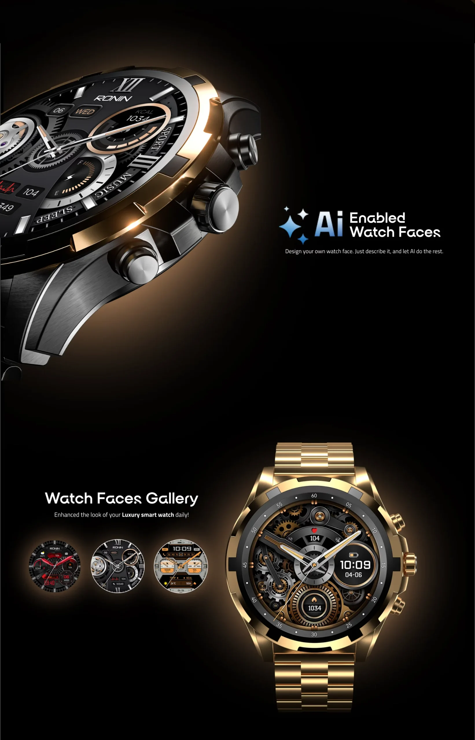 Ronin R-014 Luxe Smart Watch with AMOLED display available on FlexyBay