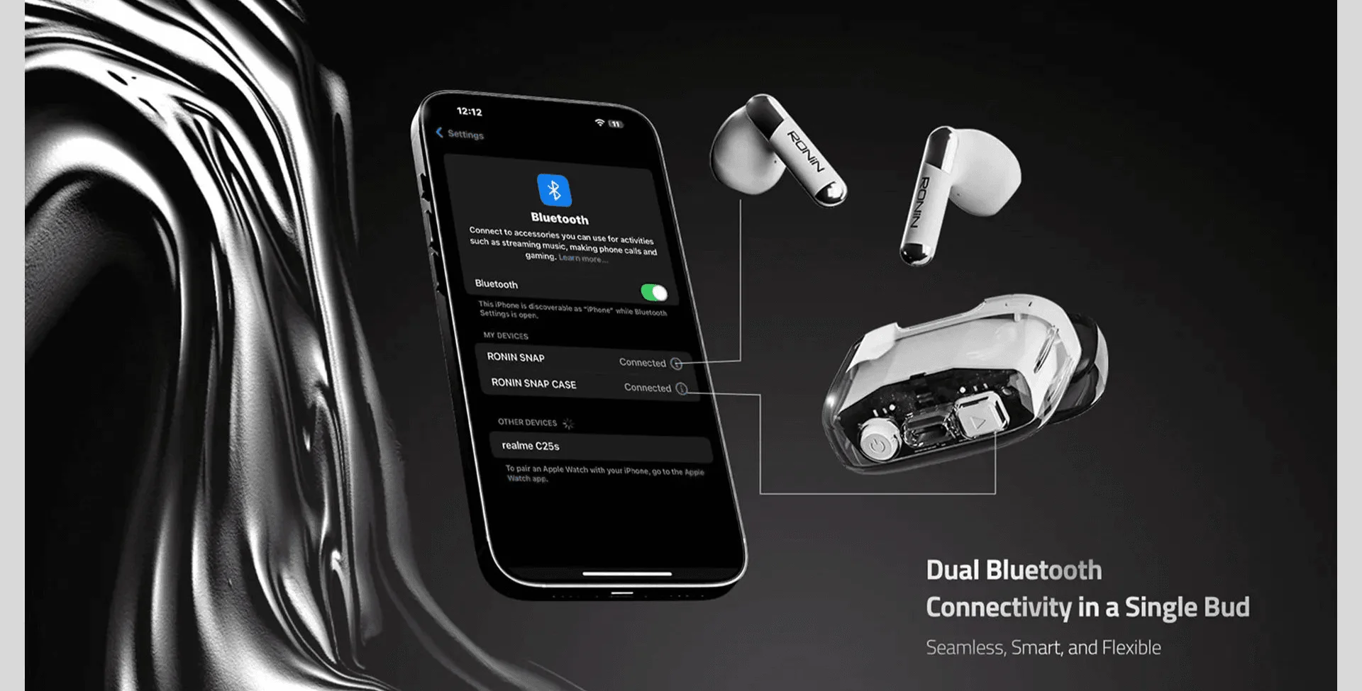 Ronin Snap R-7070 wireless earbuds available on FlexyBay