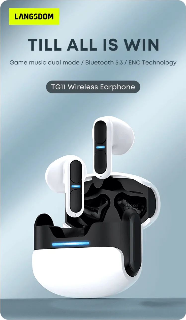 Langsdom TG11 Theta TWS wireless earbuds with charging case on FlexyBay
