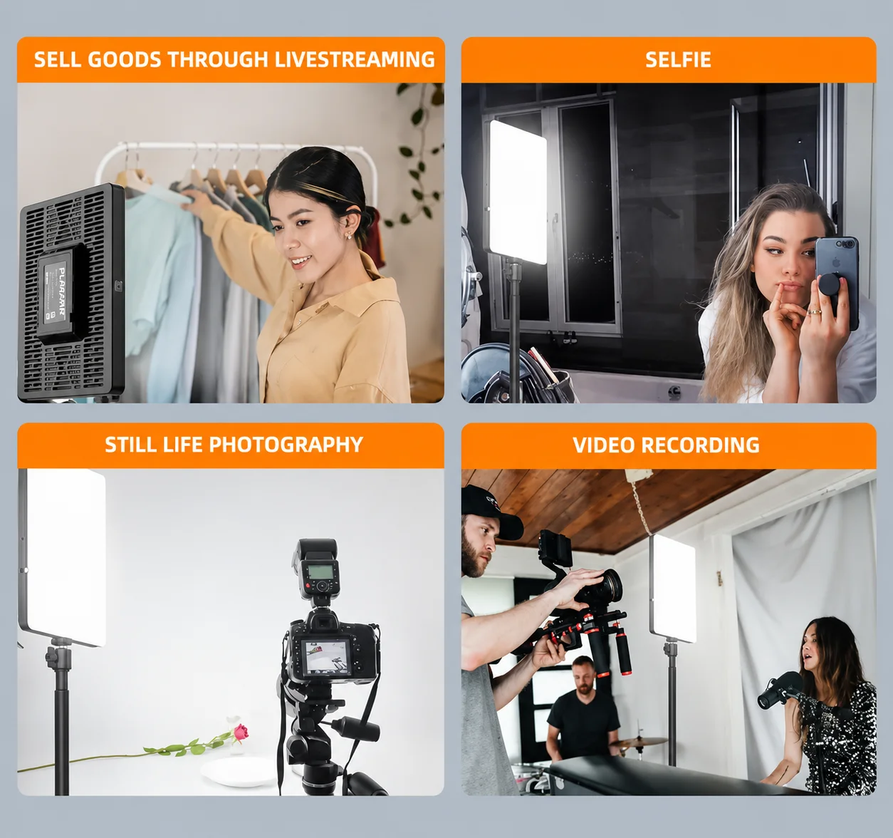 Plokama LIVE-P11 LED fill light panel for product shoots and recording setups on FlexyBay