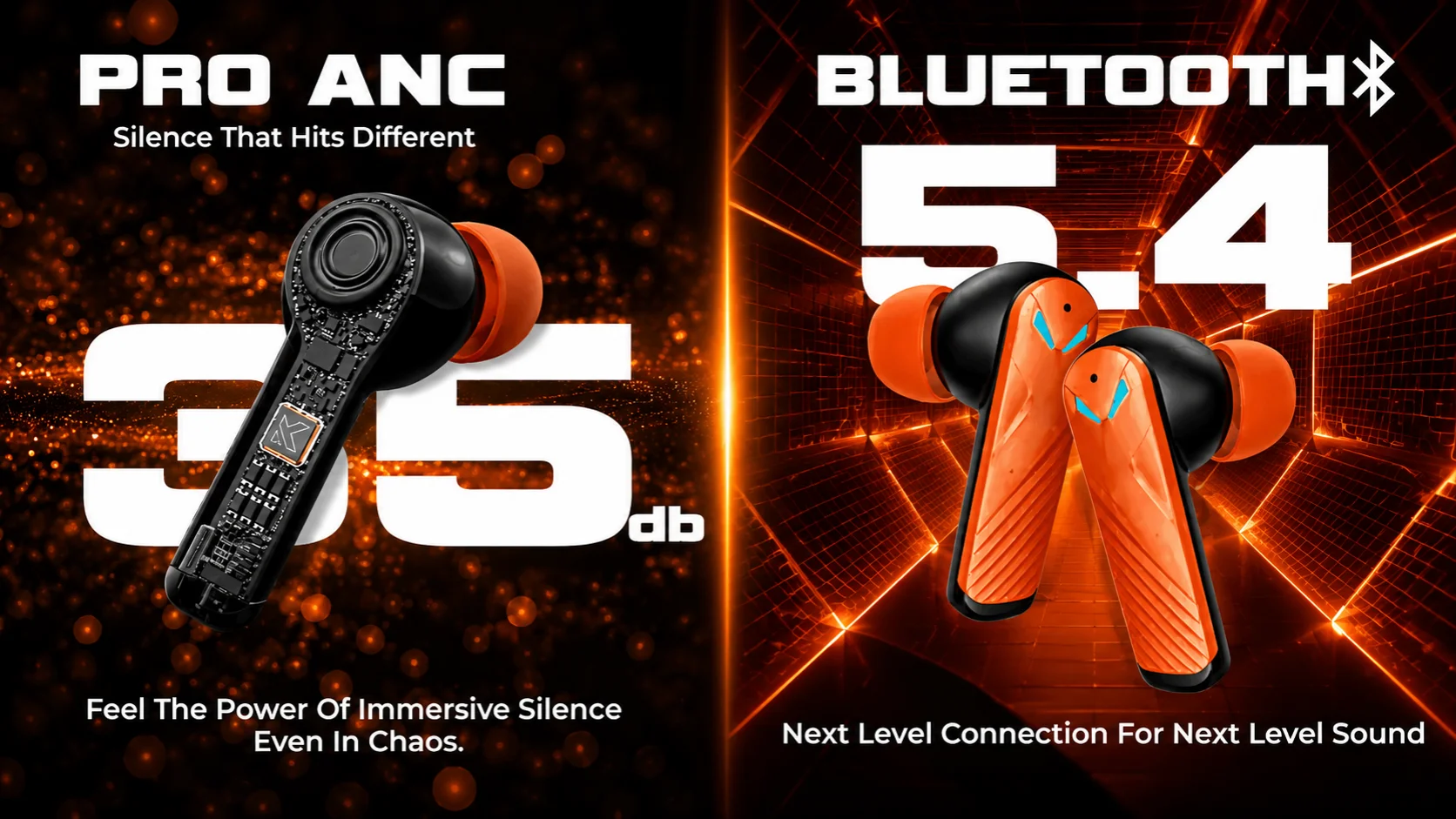 S45 ANC TWS earbuds with LED battery indicator and Type-C charging on FlexyBay