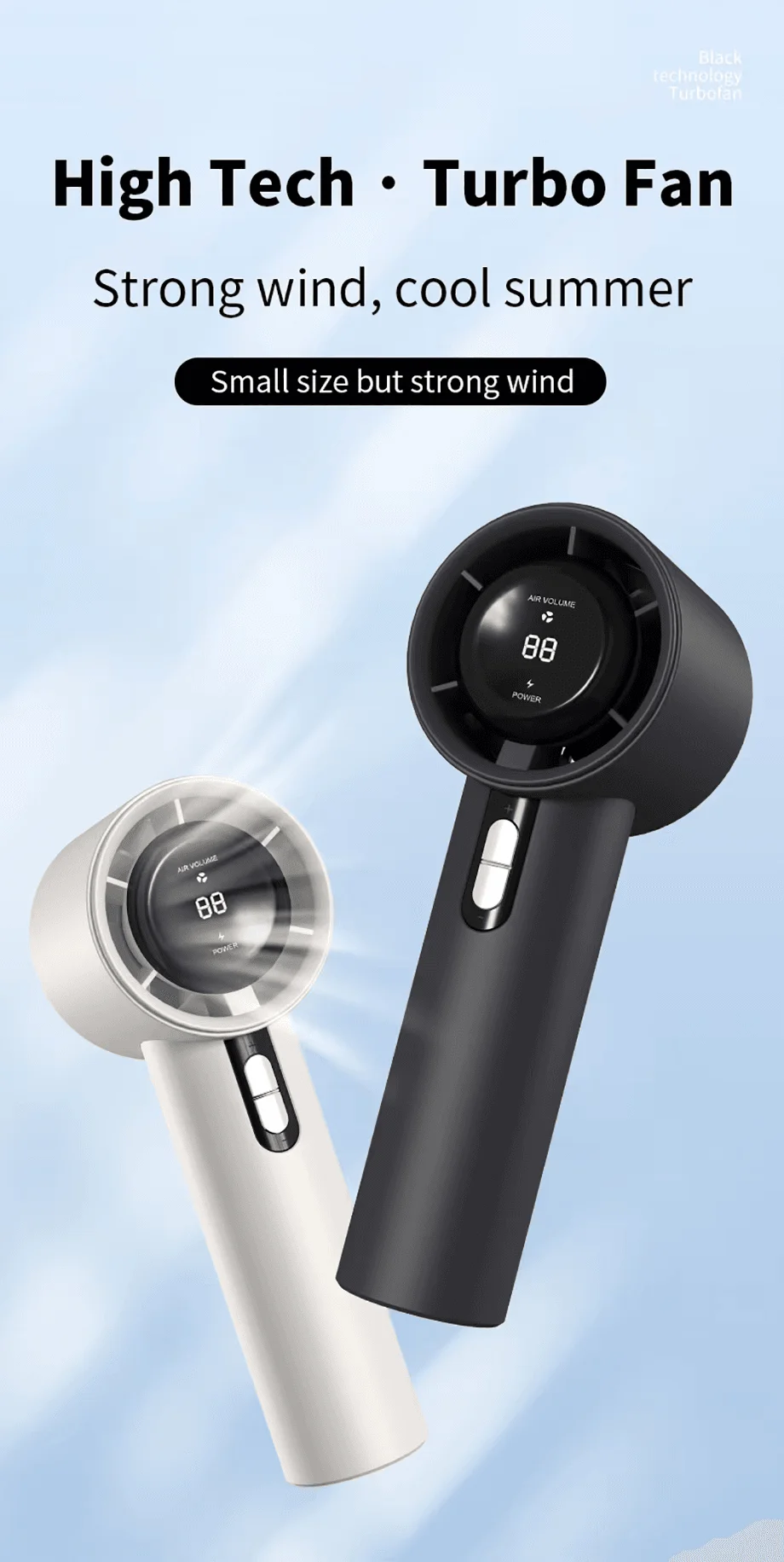 WX638 rechargeable handheld fan with LED display and Type-C charging on FlexyBay