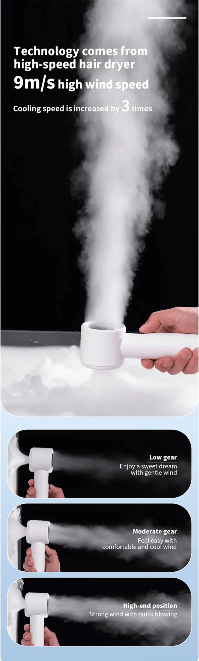 WX638 rechargeable handheld fan with LED display and Type-C charging on FlexyBay
