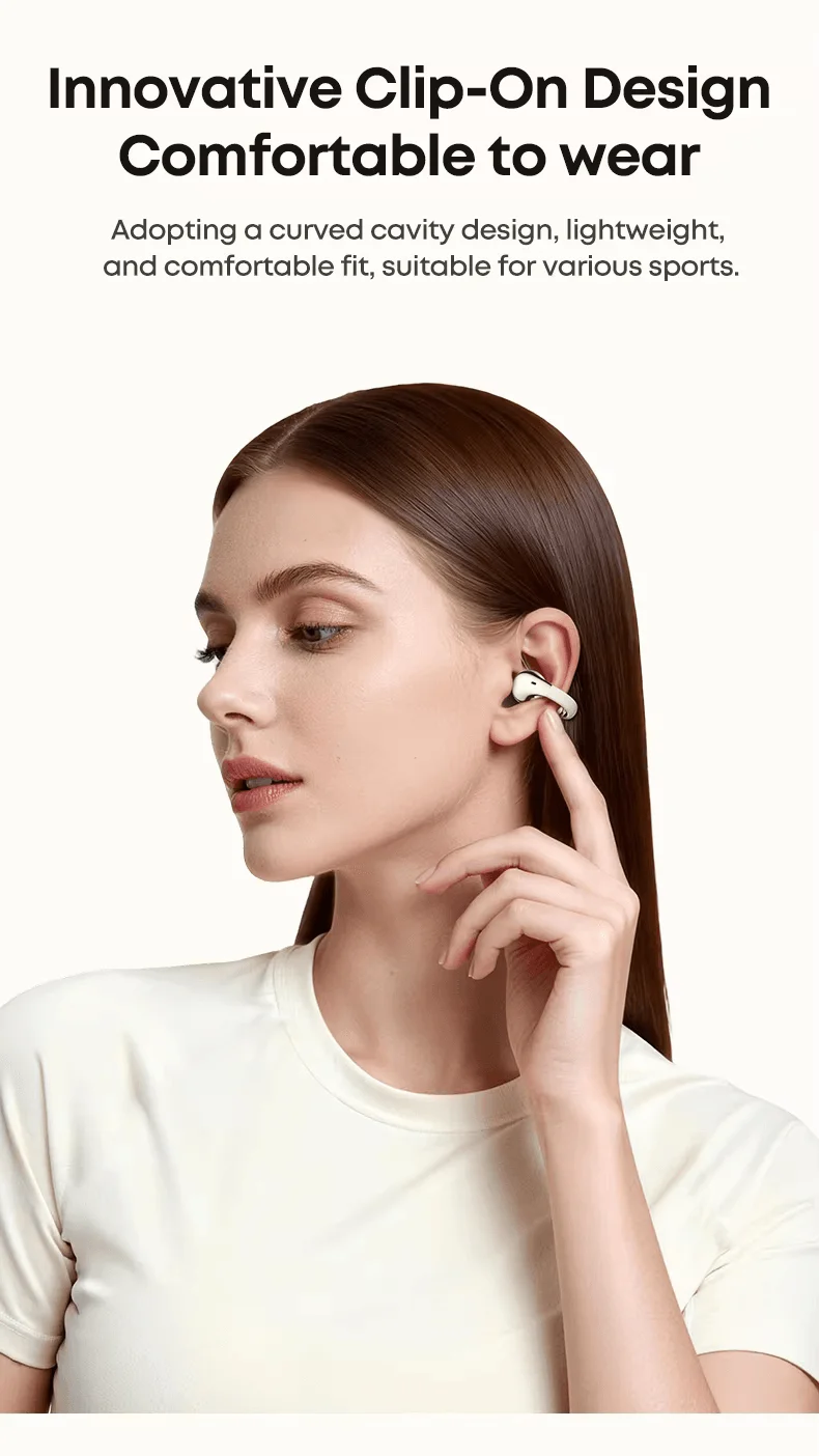 Langsdom TS31 clip-on open-ear TWS earbuds with charging case on FlexyBay