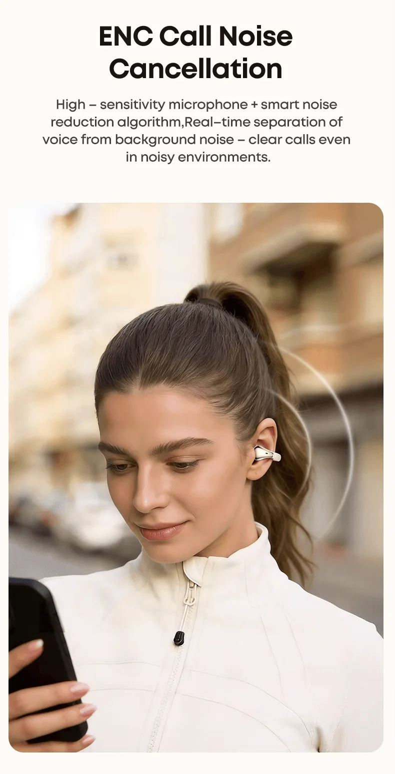 Langsdom TS31 clip-on open-ear TWS earbuds with charging case on FlexyBay