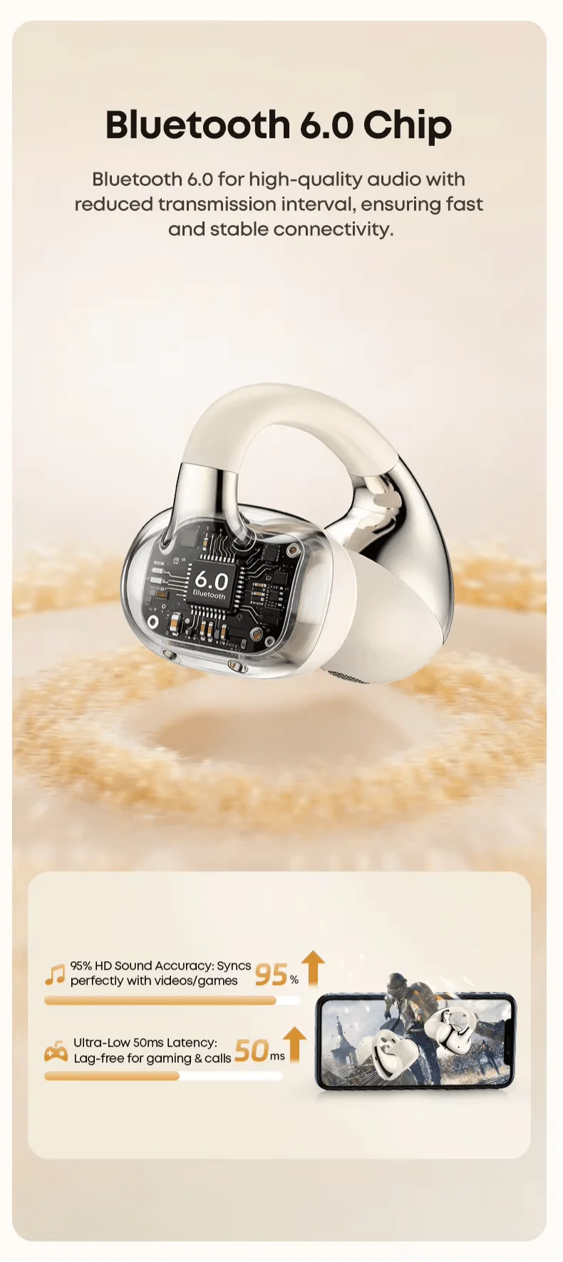 Langsdom TS31 clip-on open-ear TWS earbuds with charging case on FlexyBay