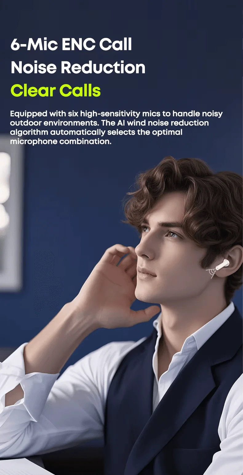 Langsdom TA16 Hybrid ANC TWS wireless earbuds in beige with charging case on FlexyBay