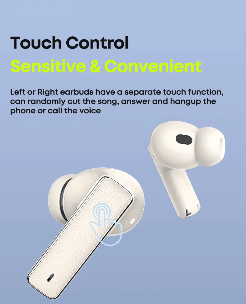 Langsdom TA16 Hybrid ANC TWS wireless earbuds in beige with charging case on FlexyBay