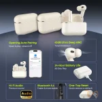 Langsdom TA16 Hybrid ANC TWS wireless earbuds in beige with charging case on FlexyBay